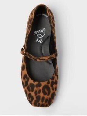Art Class Girls Brown Bronwyn Mary Jane Flats Leopard Print Size 1